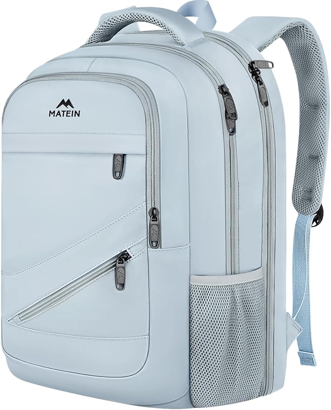 MATEIN 18 Inch Laptop Backpack for Women, TSA Approved Laptop Rucksack Large Capacity 50 L, Anti Theft Backpack with Comfortable Shoulder Straps for College Work Travel, Haze Blue