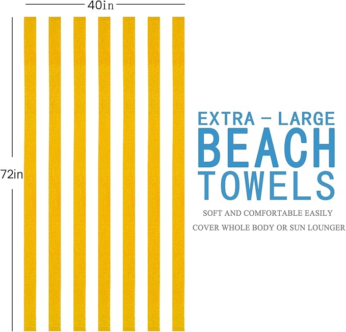 4 Packs Extra Large Beach Towel Bath Towel 72 * 40 Set Bathroom Sheets Bulk Oversized XL Big Absorbent Thick Giant Microfiber Terry Soft Blanket Clearance Turkish Toallas De Playa NOT Cotton Yellow