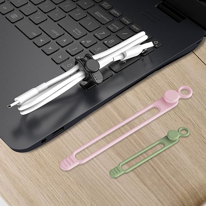 Silicone Cable Ties Cord Organizer for Cable Management, 24PCS 4.2" and 7.1" Reusable Cable Organizer Electronic Accessories for Home, Office, Kitchen, School, Travel (4 Colors)