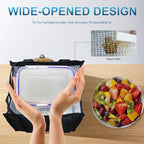 iknoe Insulated Lunch Bag for Women & Adults, 9L Foldable Wide-Open Cooler Bag with Pockets, Leakproof & Portable, for Picnic, Office, Beach(Plain Black)