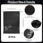 12 Pcs Portable Travel Shoe Bags, 17.3 x 12.6 Inches Waterproof Non-Woven Shoe Organizers Storage Bags, Large Drawstring Shoes Pouch Packing Organizers with Rope for Men, Women, Children (Black)