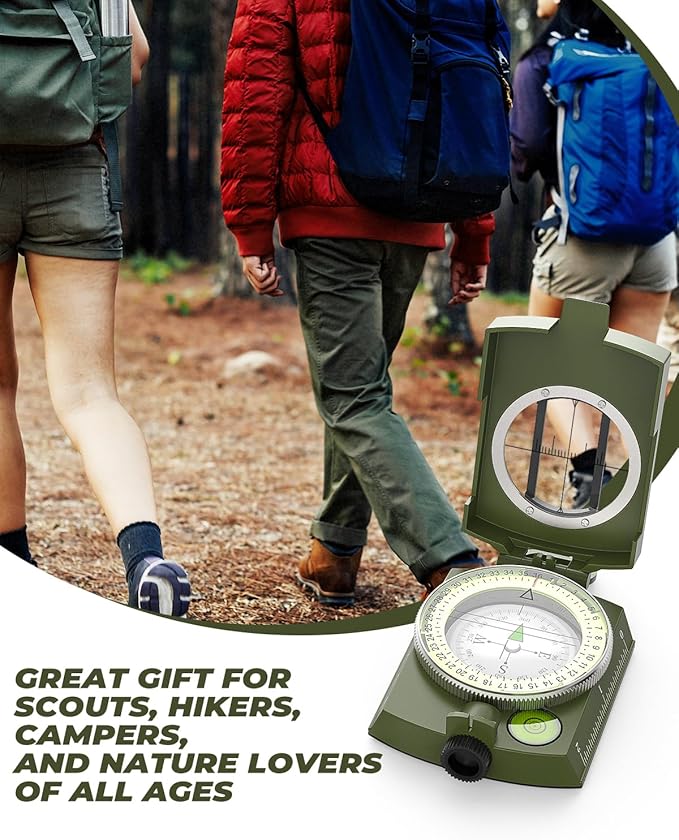 Sportneer Compass: Accurate Durable Lightweight Orienteering Compass with Strap and Carrying Case, Glow in The Dark Waterproof Hiking Essentials for Camping Backpacking, Best Survival Gifts for Kids
