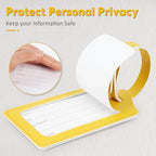 Travelambo Luggage Tags for Suitcases Faux Leather Privacy Protection 3 Pack Bag Tags Travel Accessories Essential, Energetic Yellow