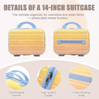 Kids Luggage Sets for Girls, 2 Piece Luggage Set, 20 Inch Rotating Wheel Suitcase with 14 Inch Cosmetic Case, Lightweight Hardshell Suitcase with 360° Spinner Wheels for Travel (Blue+Yellow)