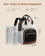 LOVEVOOK Laptop Backpack Women with Giant Tumbler Holder,18 inch Waterproof Work Travel Backpack Computer Laptop Bag,Cute College Nurse Teacher Backpack Purse,Gifts for Women & Men,Beige-Black-Brown