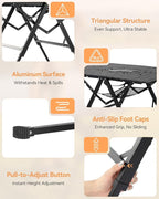 Sportneer Camping Table Folding Table, Bi-Fold Portable with Fast Open Design, Adjustable Height 16.5-27.6", 35.4"x23.6" Lightweight Aluminum Tabletop, Handle & Shoulder Strap for Outdoor Picnic