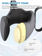 SARISUN Neck Pillow Airplane,Travel Pillow with Strap,Combo 3D Eye Mask for Sleep,Dual-Density Supportive Foam Travel Neck Pillow for Airplane Flights,Car Road Trip Travel Essentials Black
