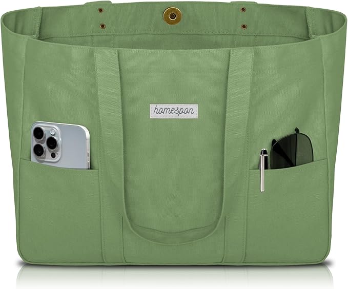 HOMESPON Large Canvas Tote Bag for Women Everything Bag with Pockets and Laptop Sleeve