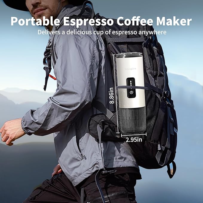 3-in-1 Portable Espresso Maker 20 Bar Self-Heating Stainless Steel Fits Ground Coffee & Nespresso Capsules USB-C Rechargeable for Camping Car Hiking Office