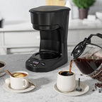 WAA 5 Cup Drip Coffee Maker, Portable Coffee Machine with Programmable Timer, Coffee Pots with Reusable Filter, Auto Shut-Off and Keep Warm Plate, Delay Brew, 25oz Water Tank, Black