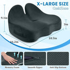 CushZone Seat Cushion, Memory Foam Office Chair Seat Cushion for Office Chairs/Car/Long Trip/Desk Chair/Gaming, X-Large Size for Sciatica & Hip & Tailbone Pain Relief, Sciatica Support (Deep Green)