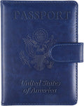 Sizobi Passport Holder for Travel,RFID Passport Cover Wallet for Women Men,Leather Passport Book Card Holder Case for International Travel Must Haves Accessories,Cruise Ship Essentials Gifts,Dark Blue
