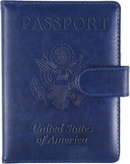 Sizobi Passport Holder for Travel,RFID Passport Cover Wallet for Women Men,Leather Passport Book Card Holder Case for International Travel Must Haves Accessories,Cruise Ship Essentials Gifts,Dark Blue