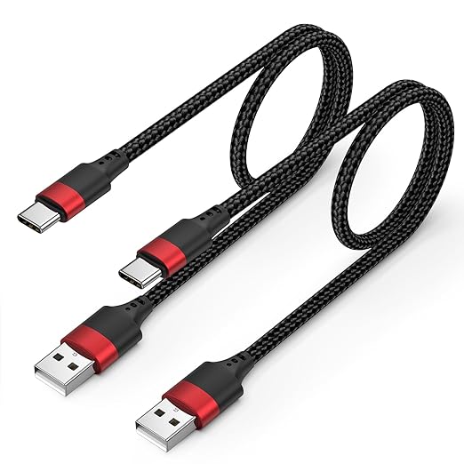 2 ft USB C Cable 2 Pack, USB to USB C Cable 2ft, Braided 2 Foot USBC Cable Fast Charging Cord Compatible with iPhone 17 16 15 Pro Max, Samsung Galaxy S25 S24 S23, Google Pxiel 10 9