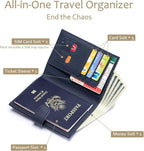 RFID Leather Passport Holder for Travel Women & Men – Slim Passport Wallet for Womens with Card Slots, Zippered Coins Pocket and Cash Holder Mother's Day Gift (Sapphire Blue)
