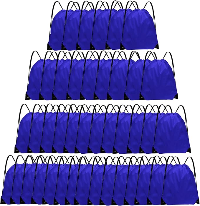 Grneric Drawstring Backpack Bulk 42 Pcs String Backpack Drawstring Bags Cinch Bag Sackpack for Men Women Gym (Navy Blue)