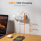 TESSAN Multi Plug Outlet Extender, Surge Protector 4 Outlet Splitter with 4 USB Ports (2 USB C), 3 Side Multiple Wall Plug Expander for Home Office Kitchen Dorm Room Essentials