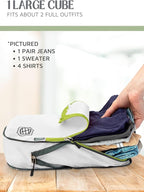 Compression Packing Cubes for Travel, 2-Piece Lightweight Packing Cubes Set for Carry-On Luggage & Backpacks – TRIPPED Travel Gear (White and Green)