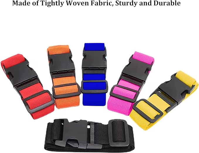 2 Pack Suitcase Straps, Bright Color Adjustable Luggage Belts, TSA Approved (Yellow)