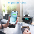 [2-Pack] Mini Portable Charger USB C Power Bank,Upgraded 5000mAh PD Fast Charging Battery Pack Built-in USB-C Connector Travel Essential for iPhone17/17Pro/17Pro Max/Air/16 Plus/16Pro Max/15 Series