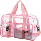 Abbylike Clear Bag Large Heavy Duty Tote for Stadium Events 20" Duffle Transparent Gym Bag for Sport Event Travel Makeup Work