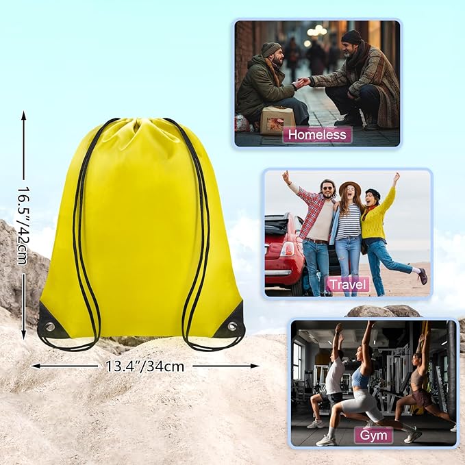 Grneric Drawstring Bags 28 PCS Drawstring Backpack Bulk String Backpack Cinch Bag Sackpack for Men Women Gym (Yellow)