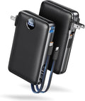 Portable Charger 50000mAh with Built-in Cables and AC Wall Plug, 22.5W Fast Charging Power Bank with LED Display for iPhone 17/16, Samsung, Android Devices, Camping, Road Trips and Travel, Black