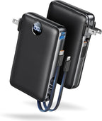 Portable Charger 50000mAh with Built-in Cables and AC Wall Plug, 22.5W Fast Charging Power Bank with LED Display for iPhone 17/16, Samsung, Android Devices, Camping, Road Trips and Travel, Black