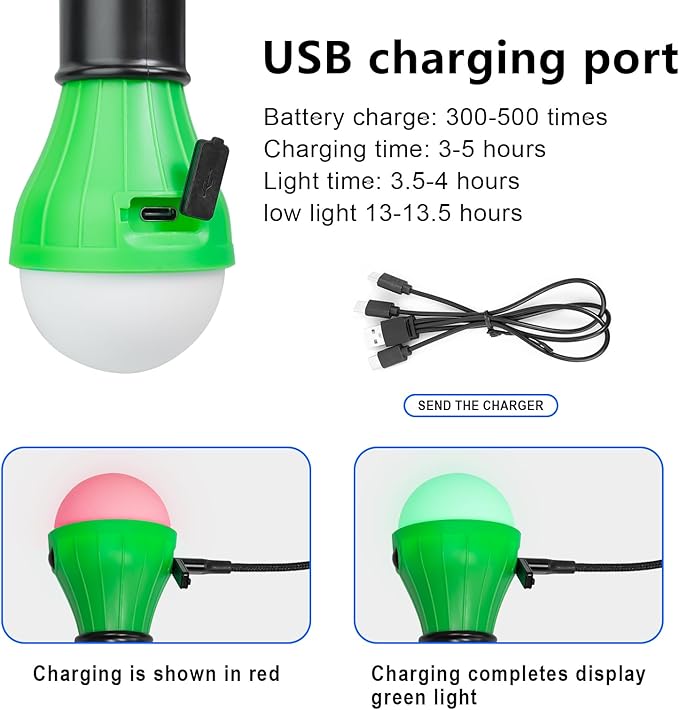 Jarxin Led Camping Lantern USB Rechargeable,Outdoor Tent Lights for Camping Hanging,Kids with Clip Hook Camping Flashlight (2 Packs Black)