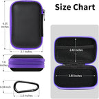 Earbud Case Portable EVA Storage Bag Cell Phone Accessories Organizer with Carabiner for Wired/Wireless Earphone, Earbud, Earpieces, SD Memory Card, Camera Chips, Tech Pouch, Rectangle,Purple