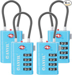 ANVIL 4 Digit Luggage Locks, TSA Locks for Luggage, Advanced TSA008 core, Alert Indicator for Your Travel Lock, Suitcase Lock. (4, Blue)