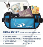 ZM-YOUTOO Money Belt for Travel - Hidden Travel Pouch Protect Your Credit and Money With RFID Blocking Passport Holder Waist Wallet (Blue)