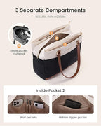 LOVEVOOK Laptop Tote Bag for Women with 3 Separate Pocket Work Bag with Large Cup Holder Computer Briefcase for Teacher Nurse
