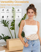 Vankor Large Corduroy Cute Fanny Packs for Women Cross Body, Everywhere Belt Bag for Women Crossbody Stylish Waist Pack Purse for Travel, Hiking, Workout, Running, Beige Corduroy Strawberry