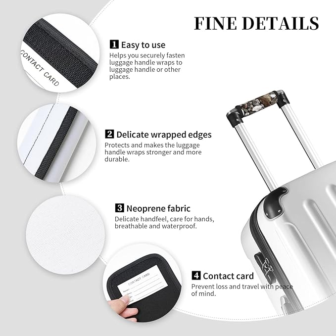 2 Pack River Rocks Cobblestones Luggage Handle Wraps Suitcase Tags Identifiers for Travel Accessories