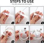 Oligei 25 Pcs Silicone Cable Ties, Cable Ties Reusable, High Elasticity Cord Wraps for Electrical Cords, Cord Organizer for Earphone, Phone Charger(White)