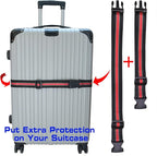 Luggage Strap add a Bag, Heavy Duty Adjustable Suitcase Belt Travel Attachment Travel Accessories for Connecting Your Luggage (Black+red)