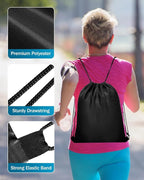 Lzerking 100 Pcs Black Drawstring Backpack Bulk for DIY Project, 13.4x16.5 Inches Waterproof Drawstring Bags for Outdoor Activities, Team, Family, Homeless, Gift