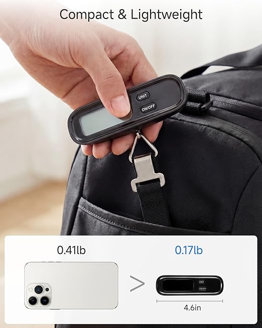 LUGGEX Luggage Weight Scale, Suitcase Scale, Luggage Scale Travel Digital, Travel Scale with Large LCD Display, Portable & Battery Included (Black, 1 Pack)