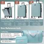 5 Piece Luggage Set w/TSA Locks & USB Port, Front Opening Hard Shell Luggage Sets, Expandable Suitcase Set with Wheels and Cup Holder(20"/24"/28") (Light Blue)