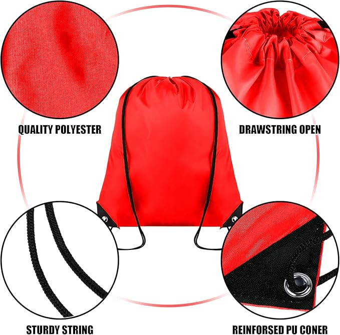 Grneric 60 Pieces Drawstring Backpack Bulk Cinch Sackpack Ployster Drawstring Bags for Gym Party Trip(Red)