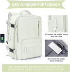 WONHOX Large Travel Backpack Women, Carry On Backpack, Hiking Backpack Waterproof Outdoor Sports Rucksack Casual Daypack with USB Charging Port Shoes Compartment, Moon White
