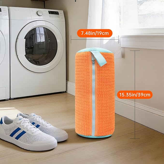 2PCS Shoes Washing Machine Bags, Laundry Shoe Bag for Washer and Dryer, Reusable and Durable Zipper Sneaker Shoe Washing Bag, Tennis Shoes Cleaning Bag for All Shoe Types (Orange)