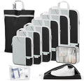 Percover Compression Packing Cubes 10-Piece Set, Packing Cubes Compression for Travel with Toiletry Bag, Laundry Bag & Shoe Bag, All-in-One Travel Organizer for Carry On & Checked Luggage, Black