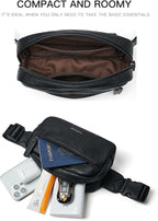 LATMAP 2L Fanny Packs Everywhere Belt Bag Small Fashion Crossbody Waist Pack Faux Leather Waterproof Sling Chest Bag For Women Trendy Black