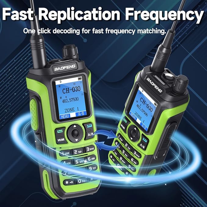 BAOFENG GMRS Handheld Radio Ham Radio Long Range GM21 Rechargeable Walkie Talkies,NOAA Weather Receiver GM-15 PRO 999 Channels Green Two Way Radio with USB-C Charger for Survival Gear Hunting,2 Pack