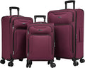 World Traveler Dejuno Jasper 3-Piece Lightweight Expandable Spinner Luggage Set - Burgundy