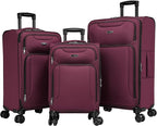 World Traveler Dejuno Jasper 3-Piece Lightweight Expandable Spinner Luggage Set - Burgundy