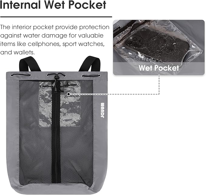 WANDF Swim Bag Mesh Drawstring Backpack Beach Backpack for Swimming, Gym, and Workout Gear