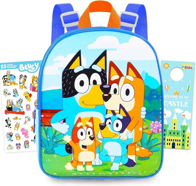 Bluey Mini Backpack for Kids - Bundle with 11" Small Bag for Girls Plus Button | Bluey Backpack Purse Set